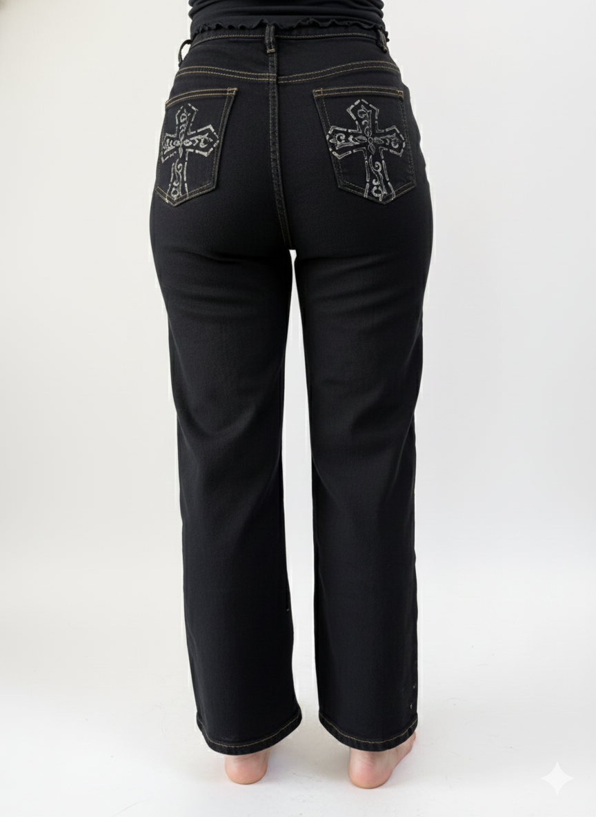 High Waisted Wide Leg Black Chapel for Women