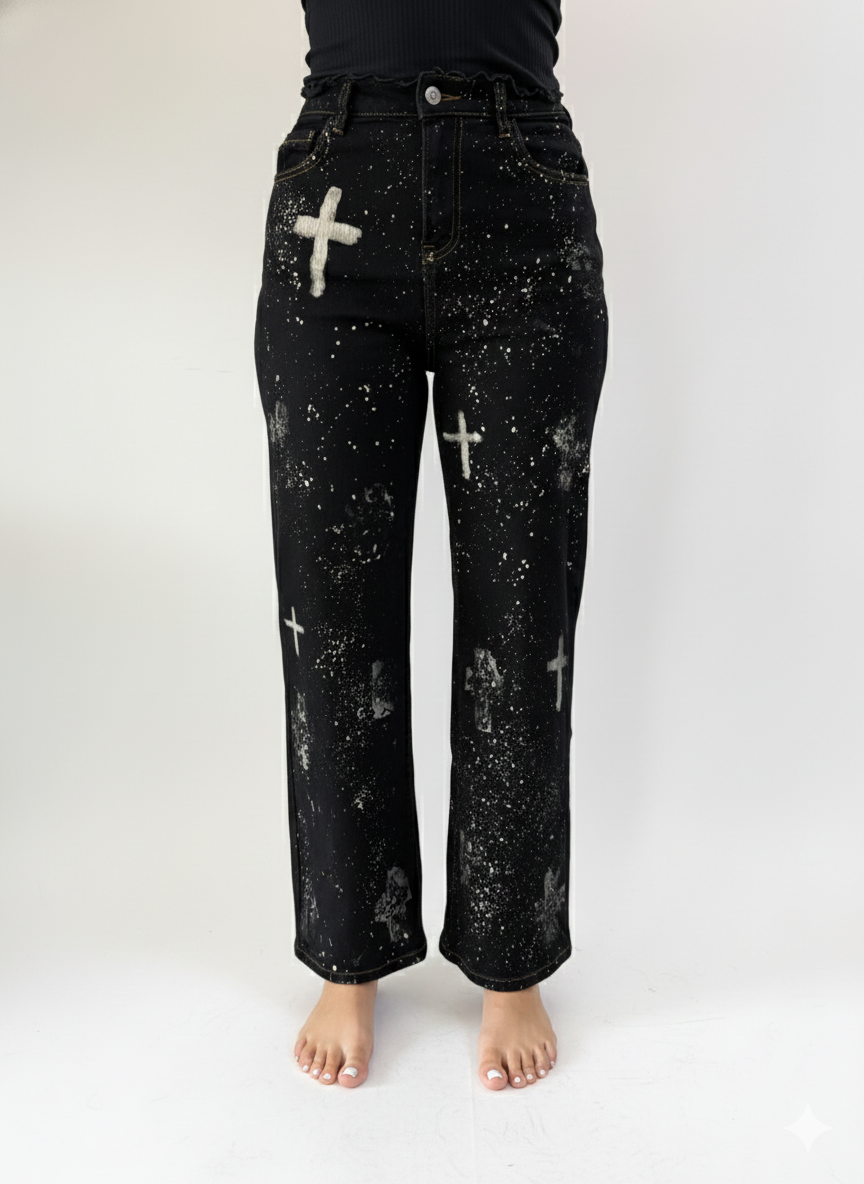 High Waisted Wide Leg Black Chapel for Women