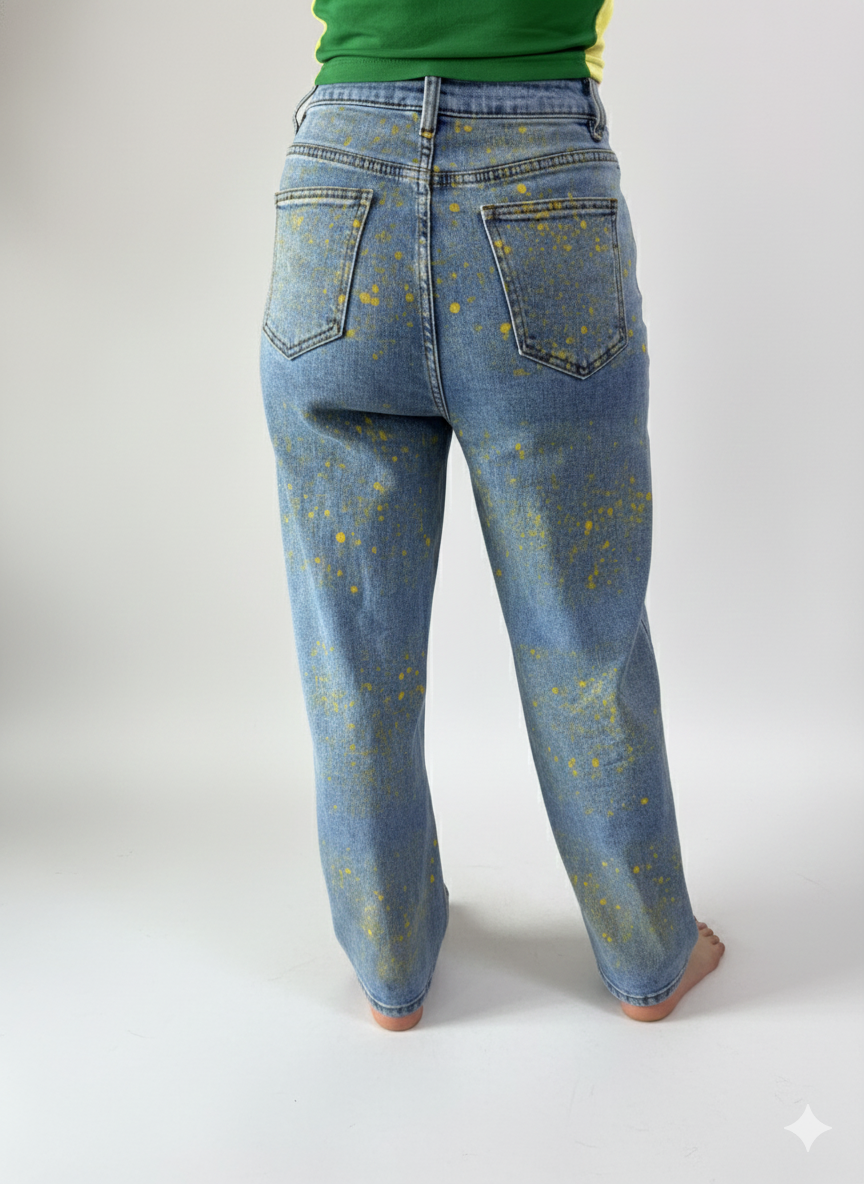 High Waisted Wide Leg Blue Pollination for Women