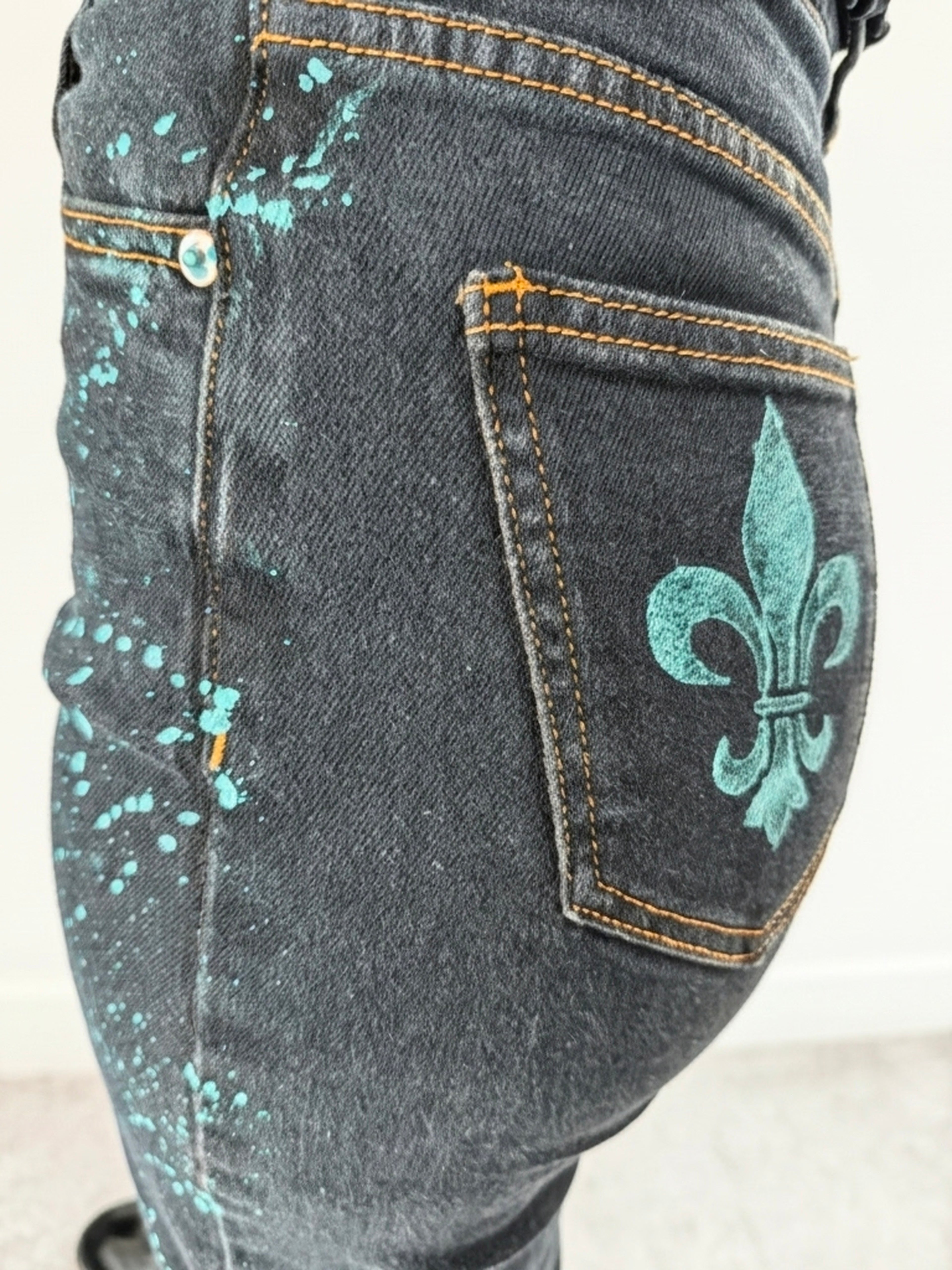 High Waisted Wide Leg Turquoise Royalty for Women