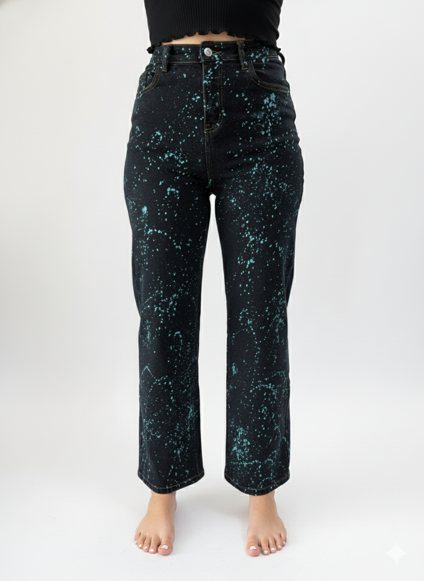 High Waisted Wide Leg Turquoise Royalty for Women