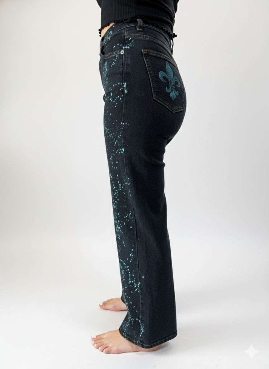 High Waisted Wide Leg Turquoise Royalty for Women