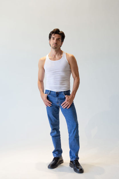 Men’s Straight/Slim Fit Stretch Jeans – Soft Cotton Comfort, Everyday & Evening Wear