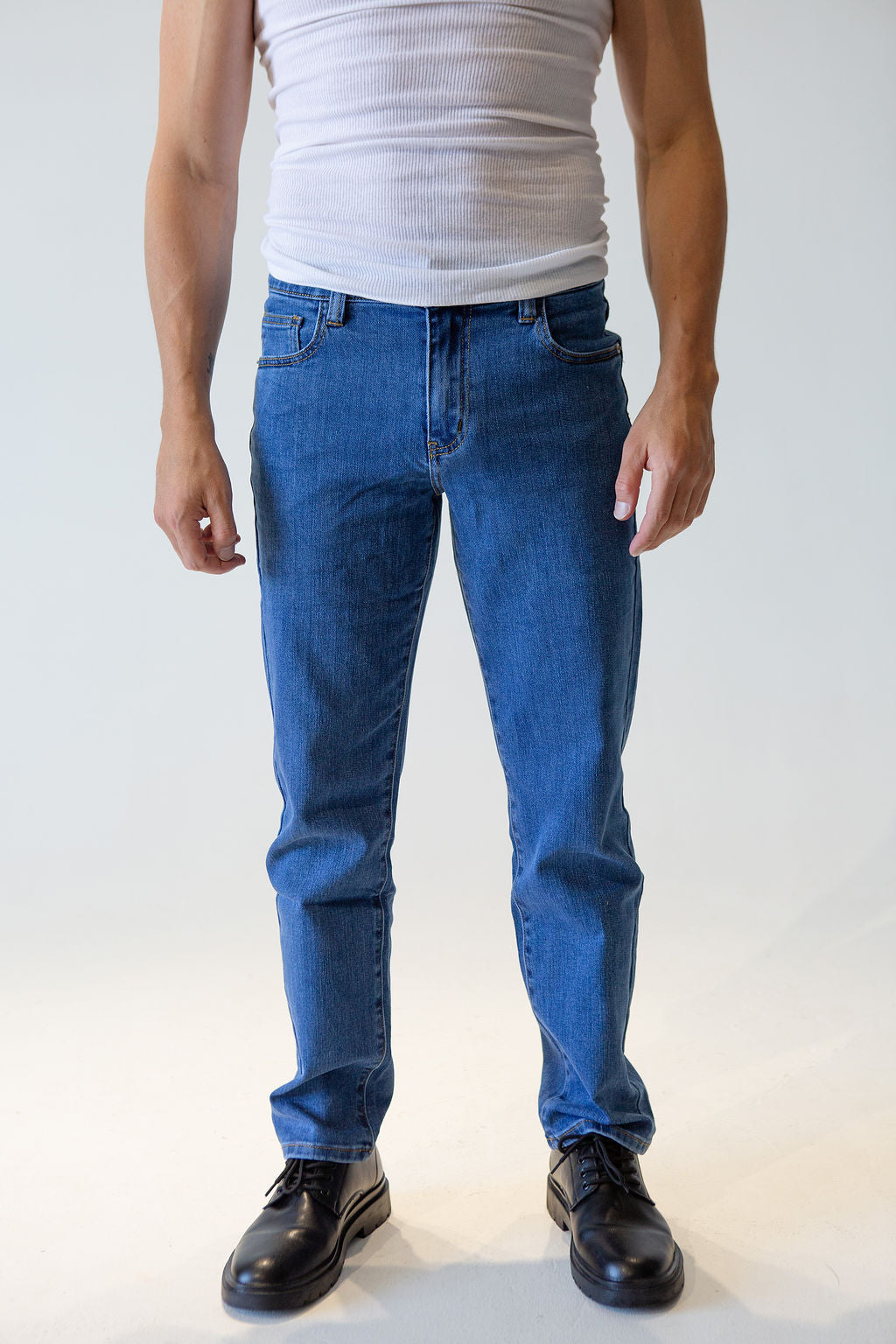 Mid-Rise Straight / Slim Jeans for Men