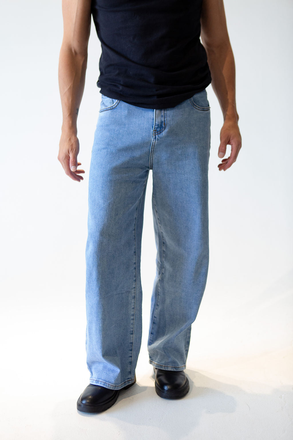 High Waisted Wide Leg Jeans for Men