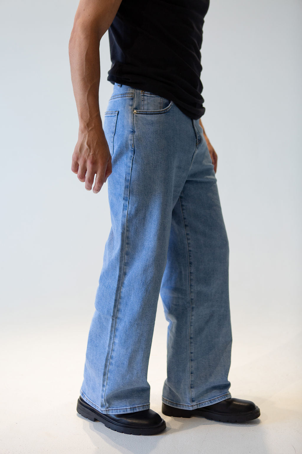 High Waisted Wide Leg Jeans for Men
