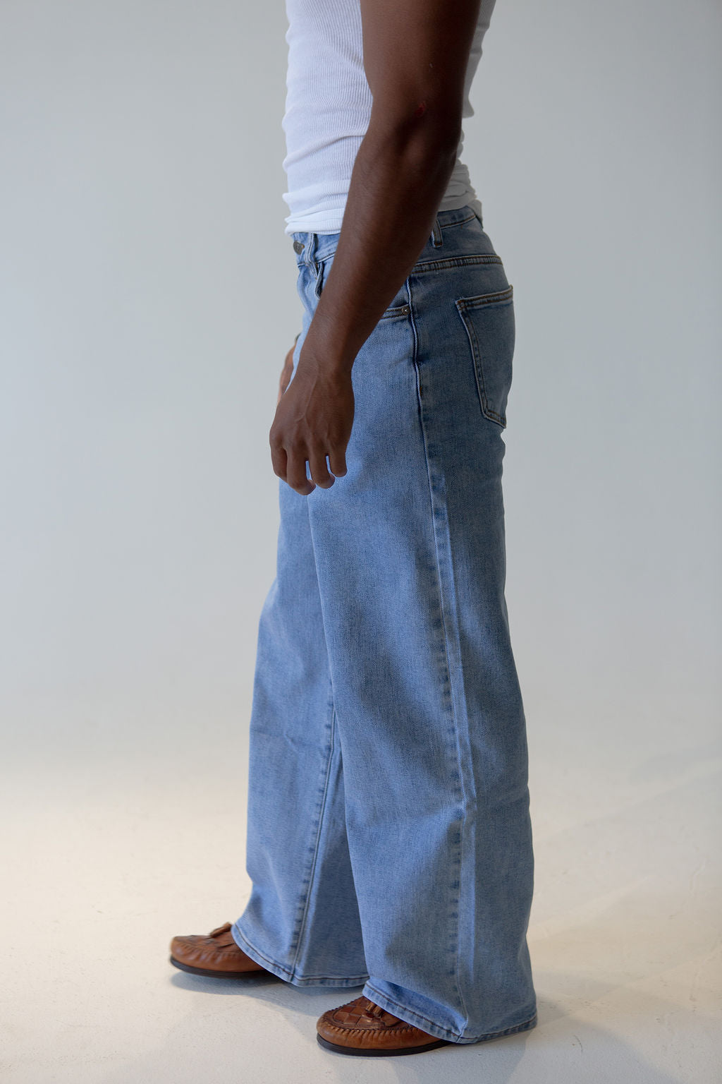 High Waisted Wide Leg Jeans for Men